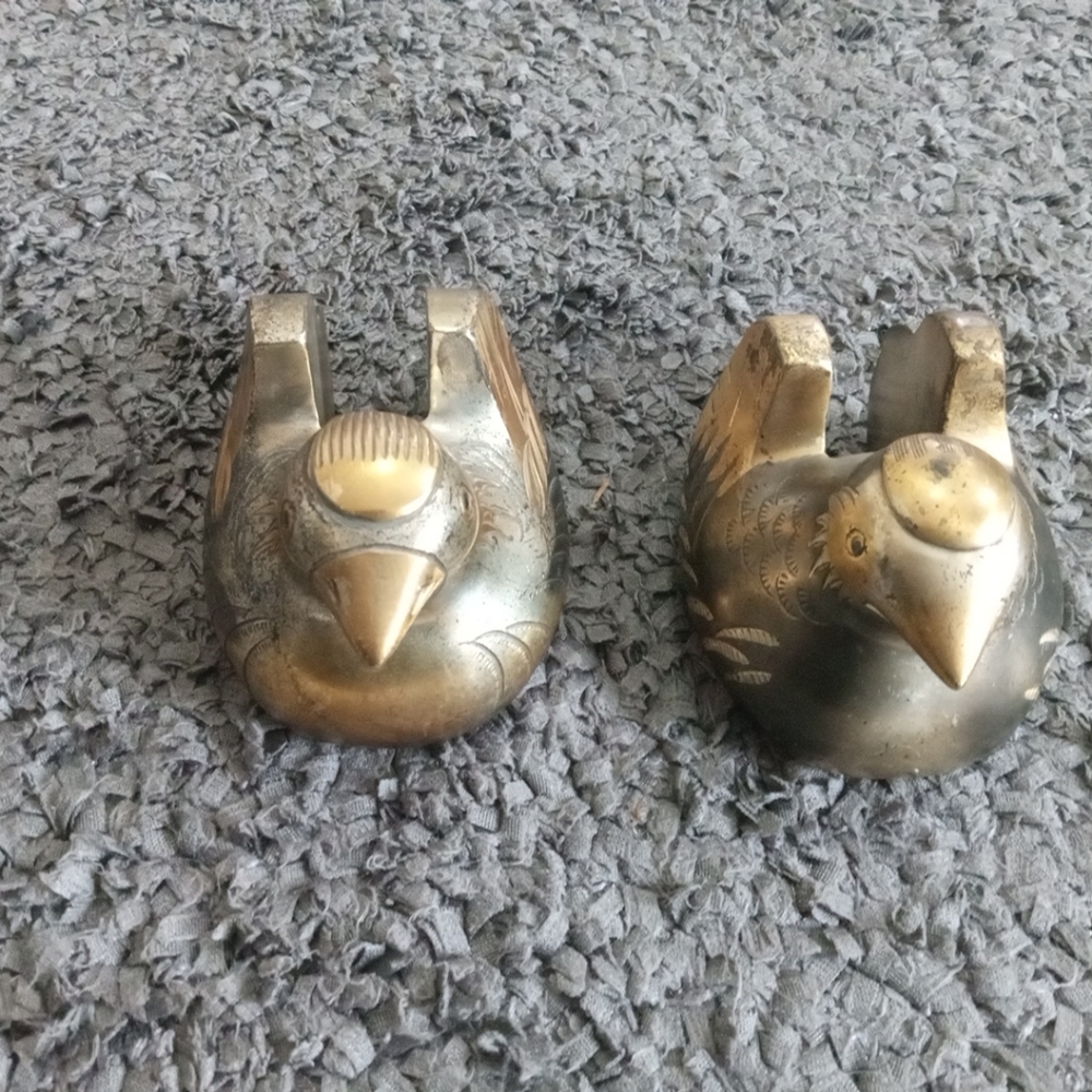 RARE HTF Pair of Meiji Japanese Screen Holders Weights Mandarin Ducks
